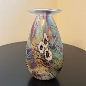Herb A. Thomas Iridescent Art Glass Bud Vase